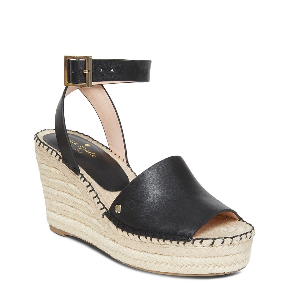 Kate Spade Felipa Black Espadrille Wedge Sandals